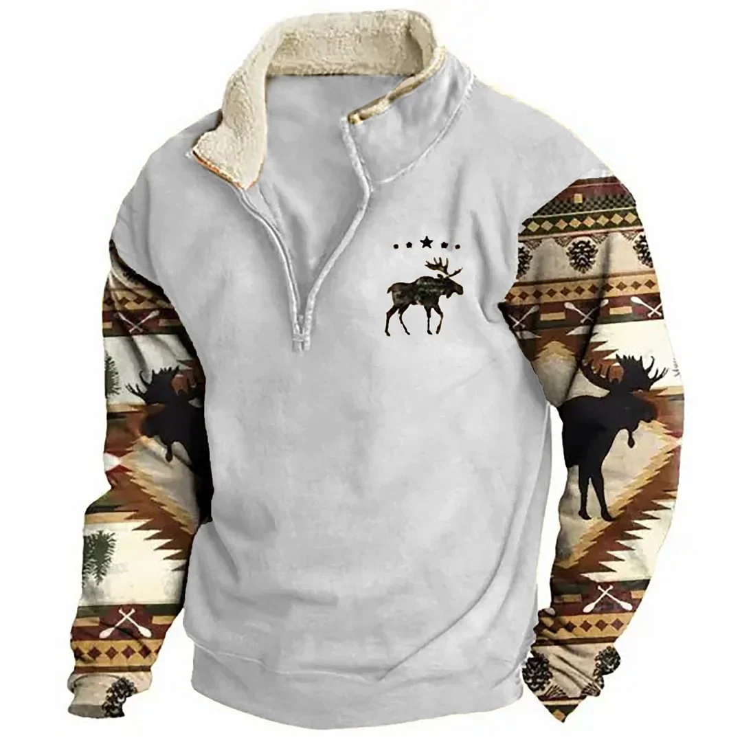 Men's Stand-up Collar Sweatshirt(Fleece-lined Collar
