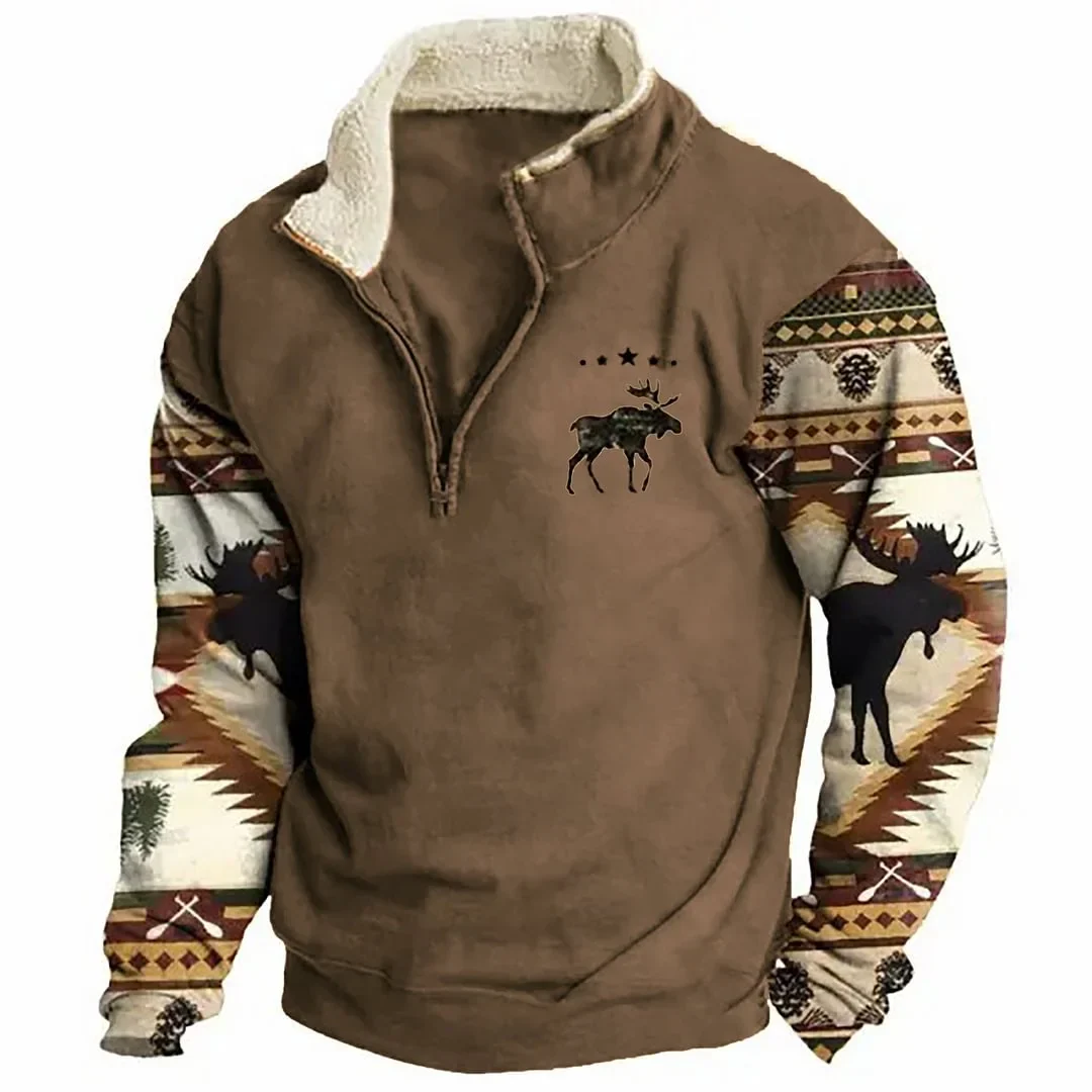 Men's Stand-up Collar Sweatshirt(Fleece-lined Collar