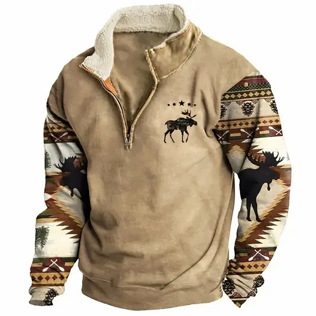 Men's Stand-up Collar Sweatshirt(Fleece-lined Collar