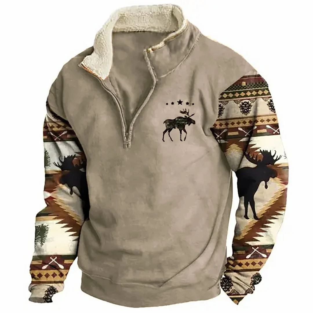 Men's Stand-up Collar Sweatshirt(Fleece-lined Collar