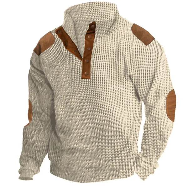 Men's Waffle Knit Collar Sport Shirt for Outdoor Leisure