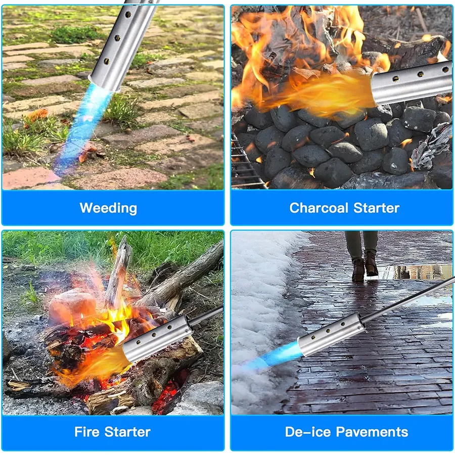 Weed Killer Butane Gas Torch Grass Shrub Garden Fire Burner Extendible Handle for Grass Removing