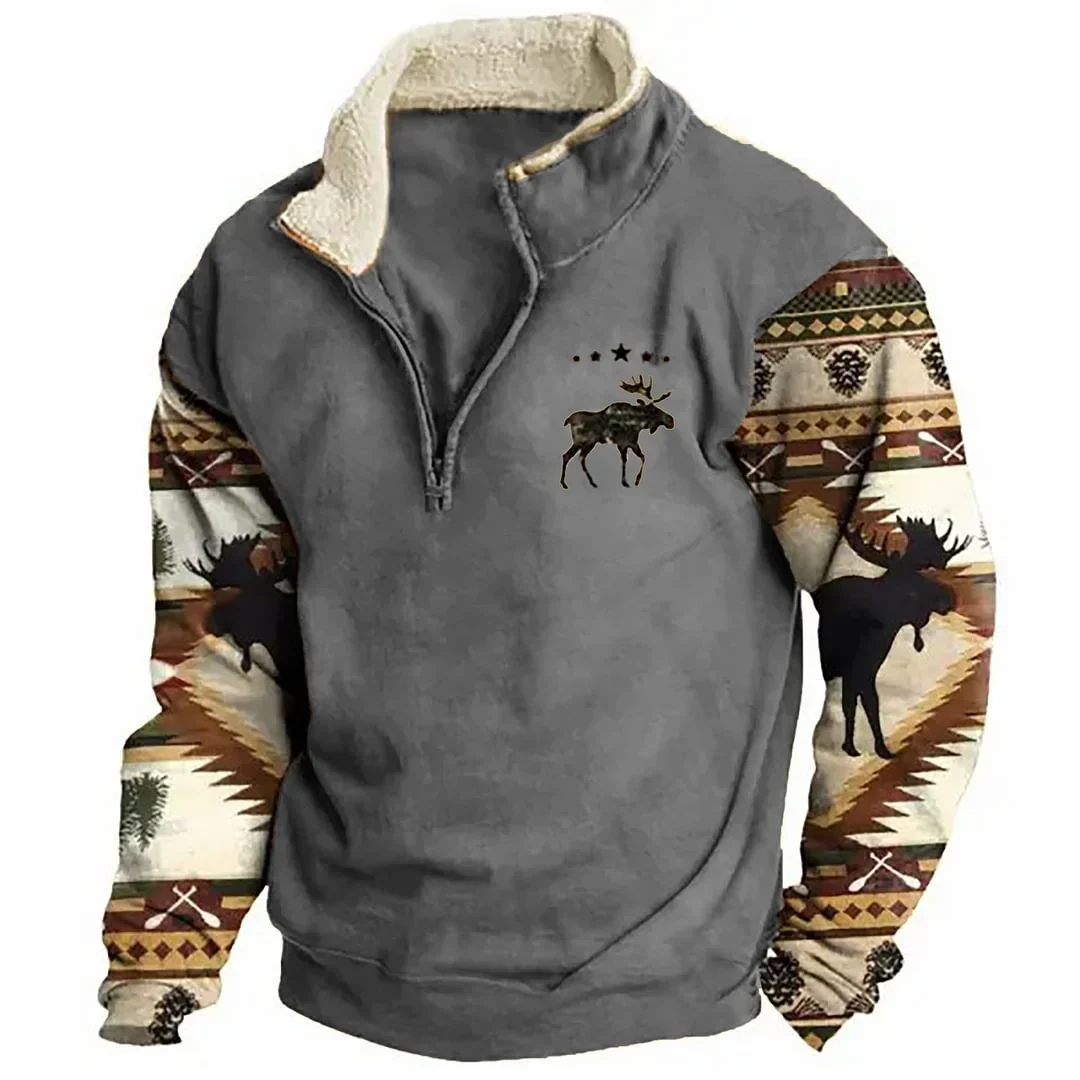 Men's Stand-up Collar Sweatshirt(Fleece-lined Collar